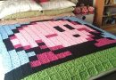 Pixel Art Crochet Blanket Featuring Kirby