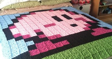 Pixel Art Crochet Blanket Featuring Kirby