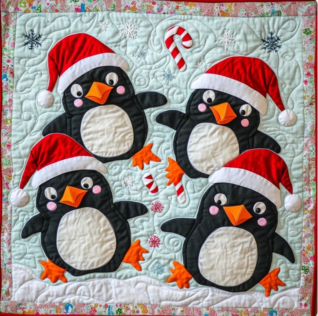 Penguin Christmas Quilt – Step-by-Step Tutorial (English)