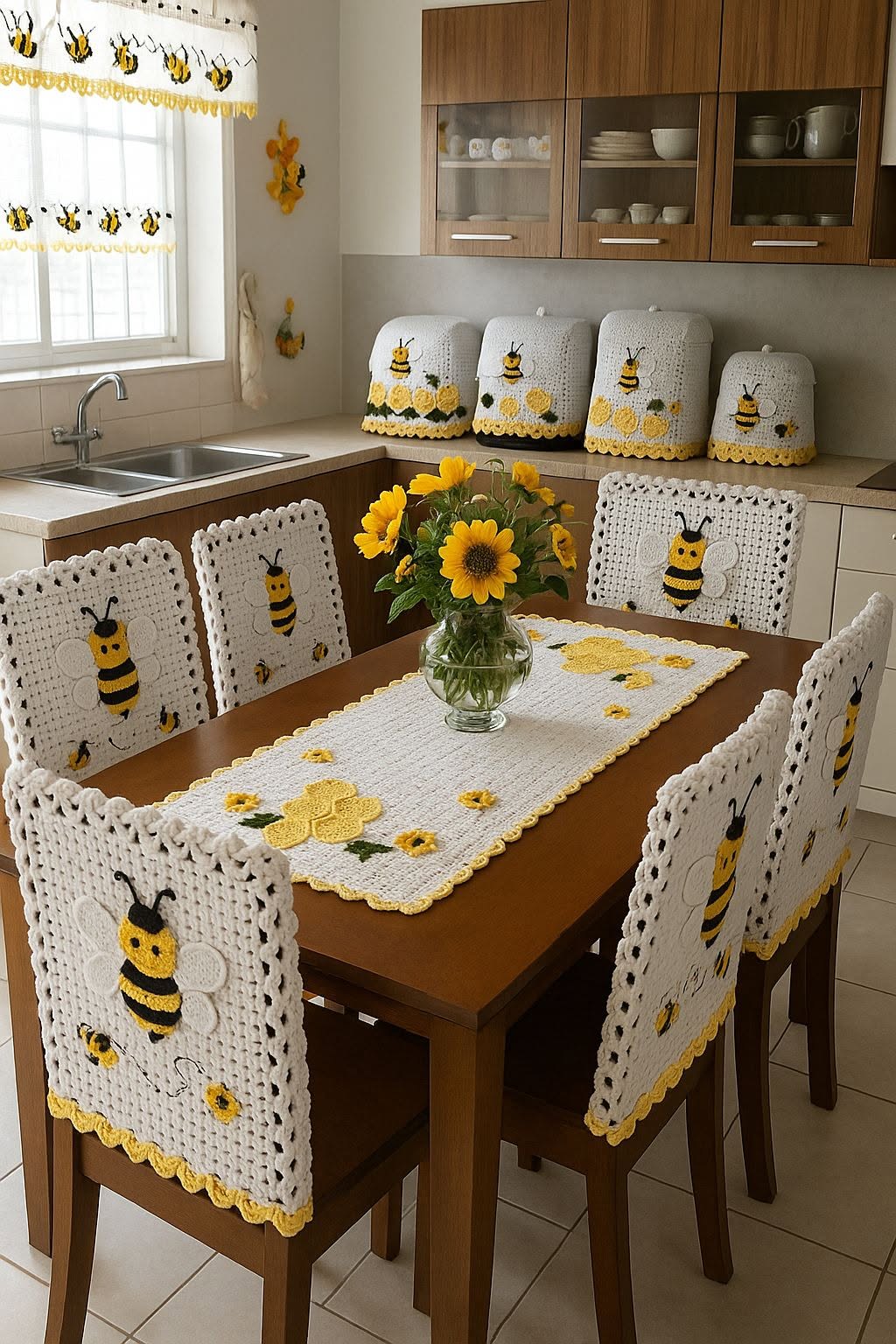 Bee-Themed Crochet Kitchen Set – Pattern and Tutorial (English)