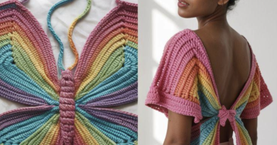 Rainbow Butterfly Crochet Top – Free Pattern