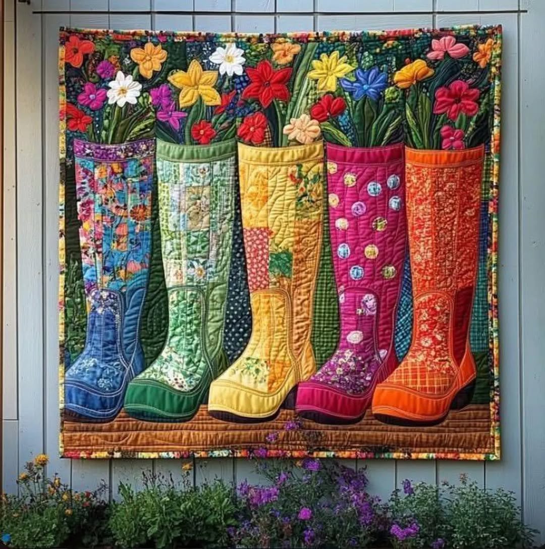Quilt Art: “Rain Boots Full of Flowers” – Step-by-Step Guide