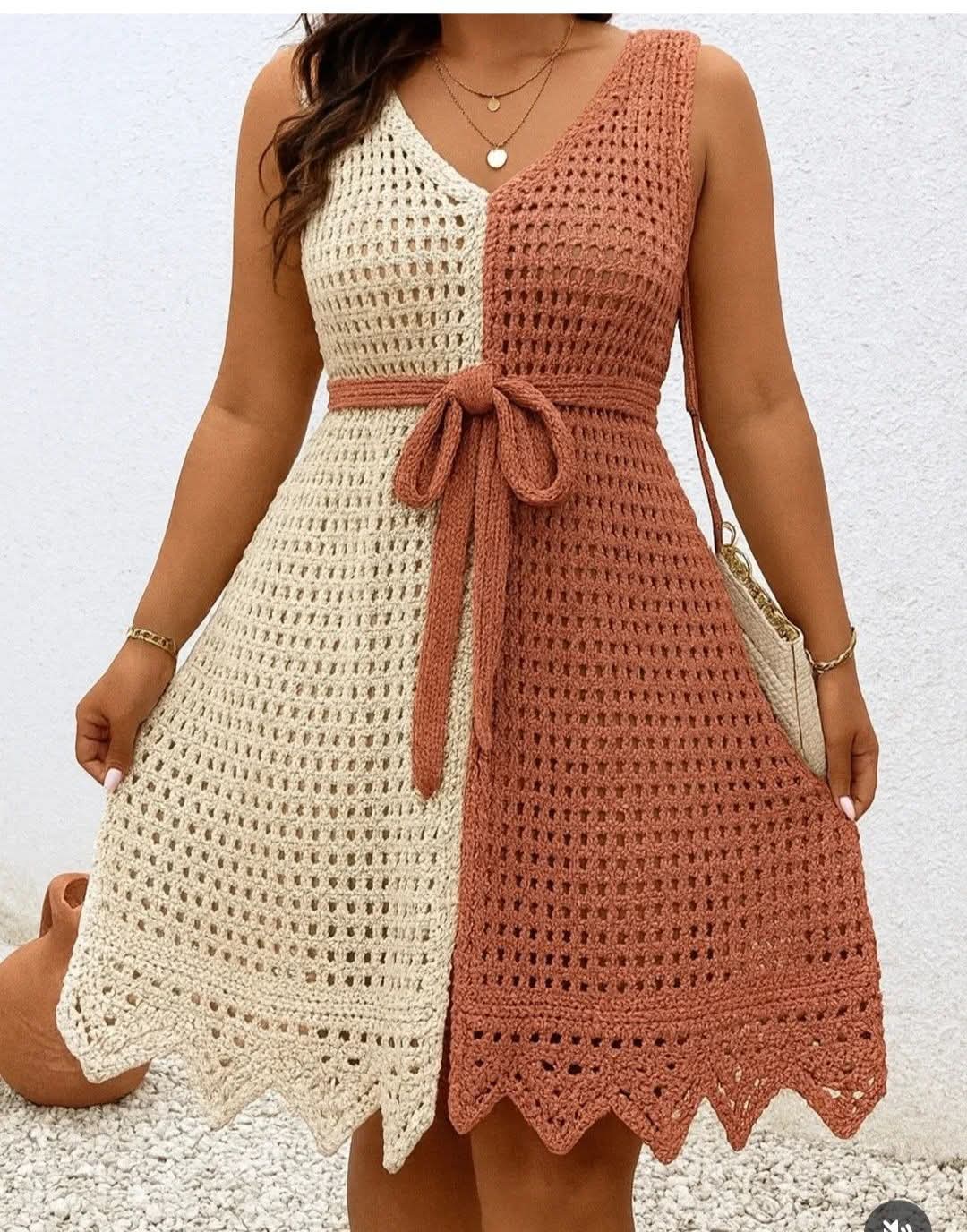 Two-Tone Crochet Summer Dress – Step-by-Step Pattern