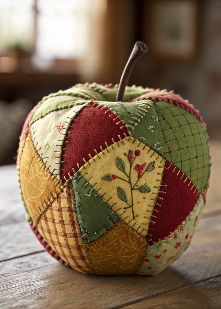 Patchwork Apple with Embroidery – Step by Step Tutorial