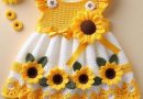 Crochet Baby Dress with Sunflowers – A Bright and Joyful Handmade Treasure