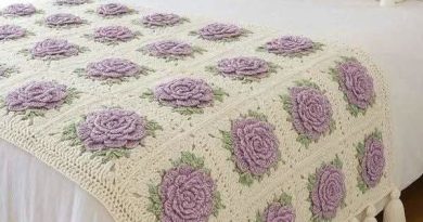 3D Rose Motif Blanket with Tassels – Step by Step